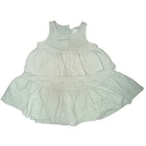 2 Piece Skirt Set Girls XS 4-5 Sage Green Gauze Cotton Tiered Boho Summer